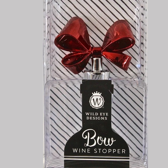 WILD EYE DESIGNS WINE STOPPER RED BOW HOLIDAY - Picture 3 of 4